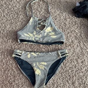 O'Neill Striped Bikini with Navy and Cream Accents